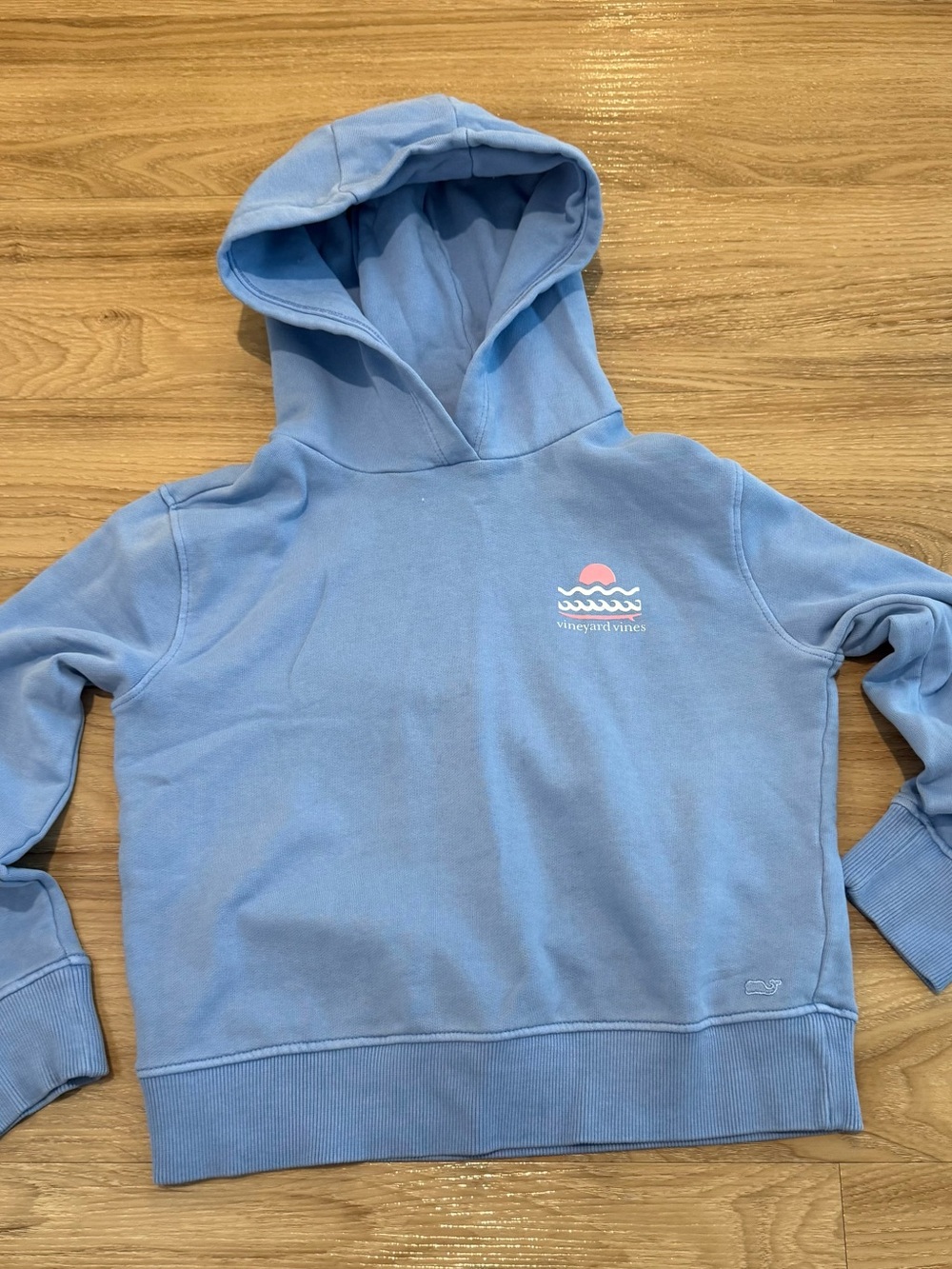 Vineyard Vines Girls Hoodie Size 7 Blue Happy By The Sea Pullover Sweatshirt